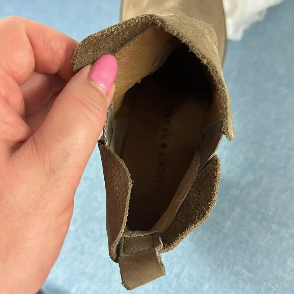 Lucky Brand Jana Taupe Leather Ankle Boots Size 8 M
